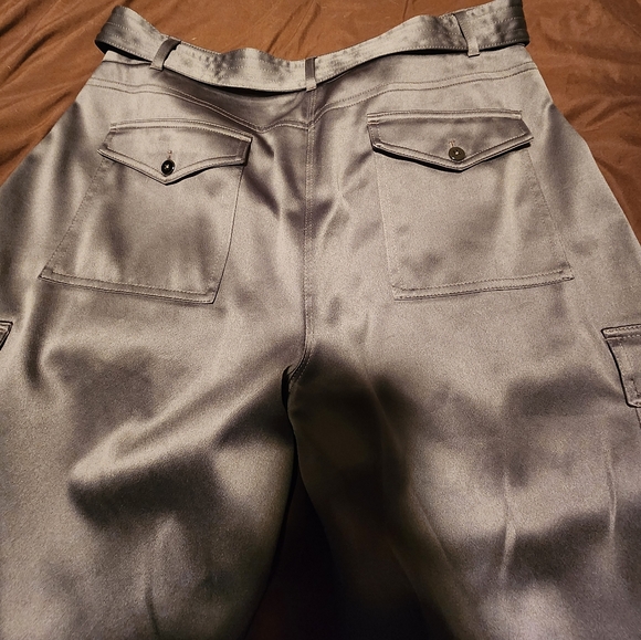 Whbm tapered grey silk cargo pants size 14 - Picture 8 of 9